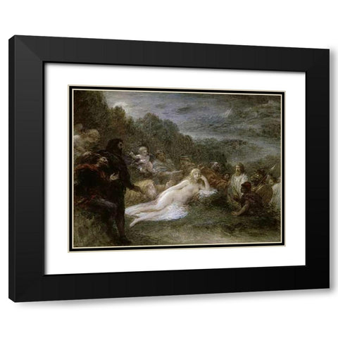 Helene Black Modern Wood Framed Art Print with Double Matting by Latour, Henri Fantin