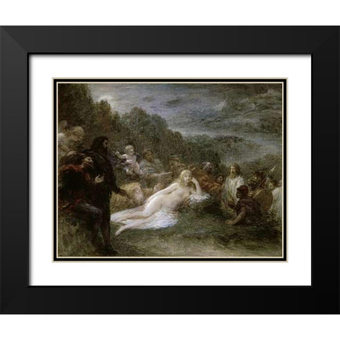 Helene Black Modern Wood Framed Art Print with Double Matting by Latour, Henri Fantin