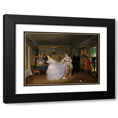 The Major Makes a Proposal Black Modern Wood Framed Art Print with Double Matting by Fedotov, Pavel Andreevic