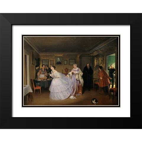 The Major Makes a Proposal Black Modern Wood Framed Art Print with Double Matting by Fedotov, Pavel Andreevic