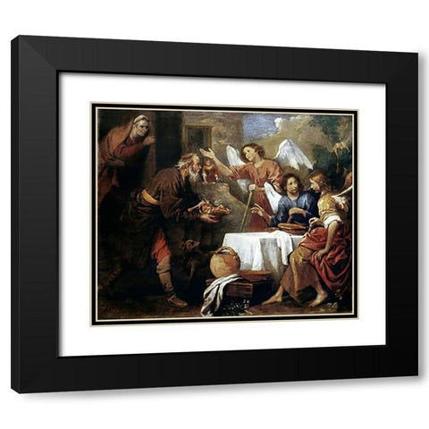 Abraham and The Three Angels Black Modern Wood Framed Art Print with Double Matting by Ferrari, Gaudenzio