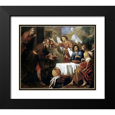 Abraham and The Three Angels Black Modern Wood Framed Art Print with Double Matting by Ferrari, Gaudenzio