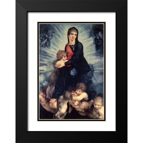 Madonna and Child Black Modern Wood Framed Art Print with Double Matting by Fiorentino, Rosso