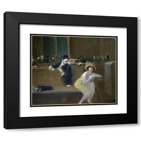 Courtroom Scene Black Modern Wood Framed Art Print with Double Matting by Forain, Jean-Louis