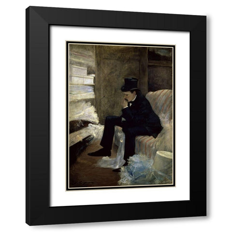 The Widower Black Modern Wood Framed Art Print with Double Matting by Forain, Jean-Louis