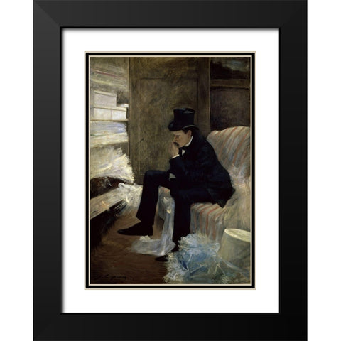 The Widower Black Modern Wood Framed Art Print with Double Matting by Forain, Jean-Louis