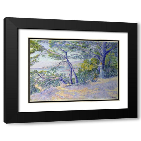 Sous les Pins a Carqueiranne Black Modern Wood Framed Art Print with Double Matting by Gaidan, Louis