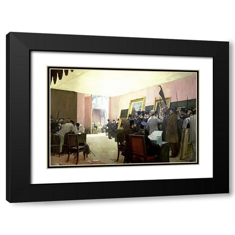 A Meeting of the Painting Jury Black Modern Wood Framed Art Print with Double Matting by Gervex, Henri