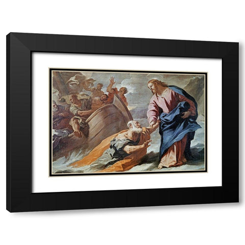 Jesus Holy Christ at the Sea Black Modern Wood Framed Art Print with Double Matting by Giordano, Luca