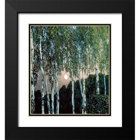 Birch Trees Black Modern Wood Framed Art Print with Double Matting by Golovin, Aleksandr Jakovlevic