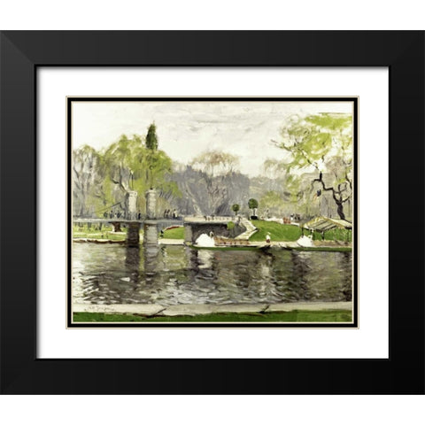 Boston Commons Black Modern Wood Framed Art Print with Double Matting by Goodwin, Arthur Clifton