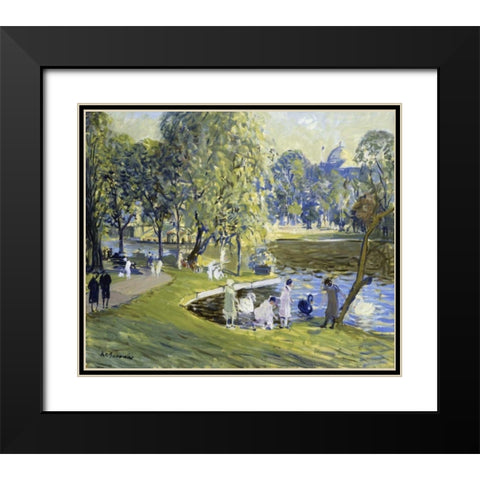 Public Garden, Boston Black Modern Wood Framed Art Print with Double Matting by Goodwin, Arthur Clifton