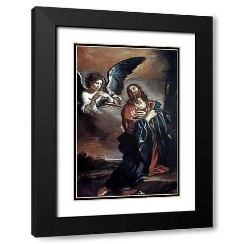 Museumist in Gethsemane Black Modern Wood Framed Art Print with Double Matting by Guercino, Giovanni