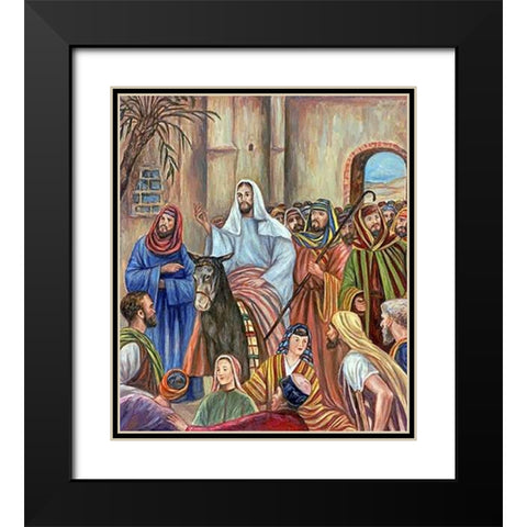 Entry into Jerusalem Black Modern Wood Framed Art Print with Double Matting by Guercino, Giovanni