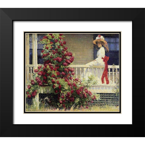 The Crimson Rambler Black Modern Wood Framed Art Print with Double Matting by Hale, Philip Leslie