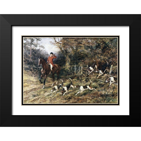 Calling Hounds Out of Cover Black Modern Wood Framed Art Print with Double Matting by Hardy, Heywood