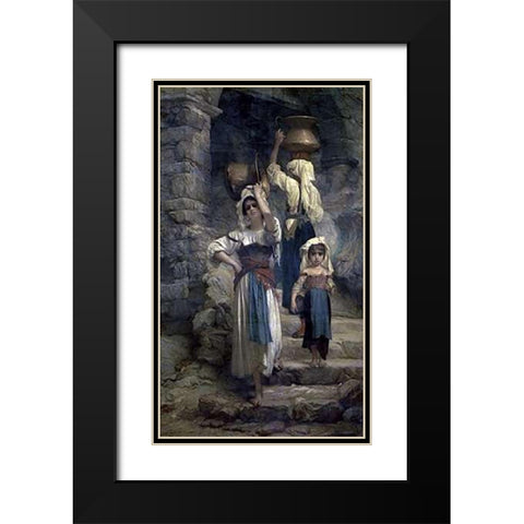 The Women of Cervaria Black Modern Wood Framed Art Print with Double Matting by Hebert, Antoine Auguste Ernest