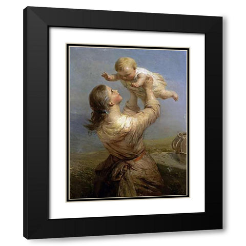 She Looks and Looks, and Still with New Delight Black Modern Wood Framed Art Print with Double Matting by Hill, James John