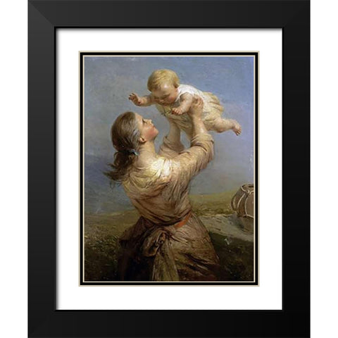 She Looks and Looks, and Still with New Delight Black Modern Wood Framed Art Print with Double Matting by Hill, James John