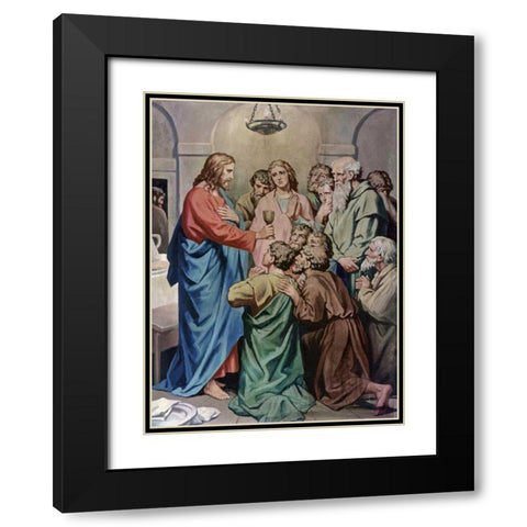 The Last Supper Black Modern Wood Framed Art Print with Double Matting by Hofmann, Heinrich