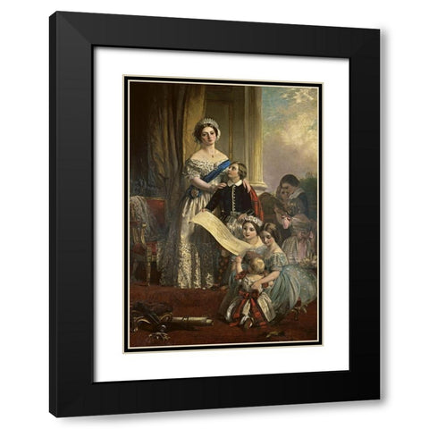 Queen Victoria and her Children Black Modern Wood Framed Art Print with Double Matting by Horsley, John Callcott