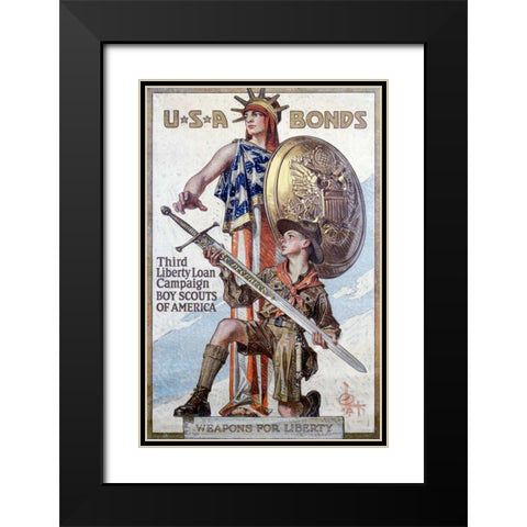 Weapons for Liberty, 1918 Black Modern Wood Framed Art Print with Double Matting by Leyendecker, J.C.