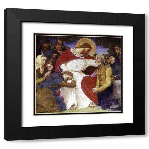 Jesus the Comforter Black Modern Wood Framed Art Print with Double Matting by Jerndorff, August Andreas