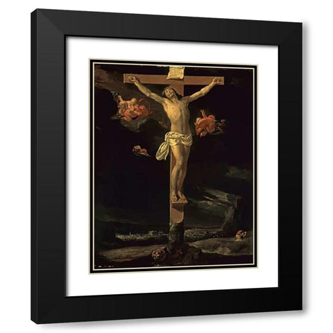 The Crucifixion Black Modern Wood Framed Art Print with Double Matting by Le Brun, Charles