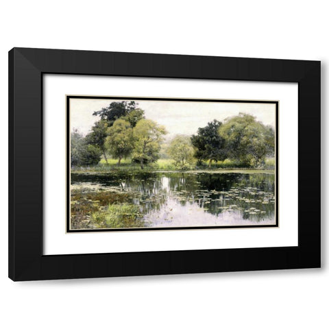 Water Lilies on a Pond Black Modern Wood Framed Art Print with Double Matting by Levitan, Isaak