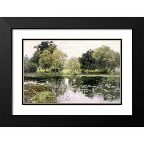 Water Lilies on a Pond Black Modern Wood Framed Art Print with Double Matting by Levitan, Isaak