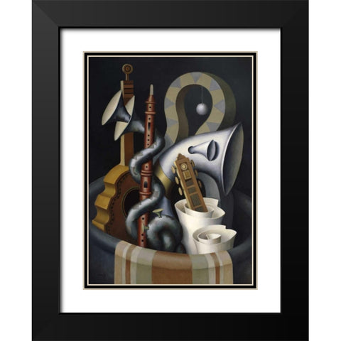Concierto Barroco Black Modern Wood Framed Art Print with Double Matting by Liberti, Juan Carlos