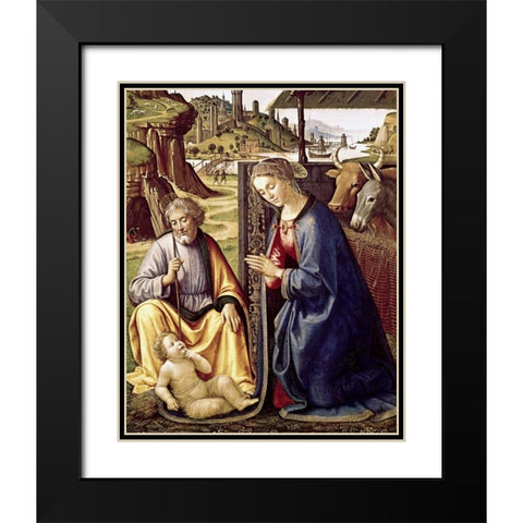 The Birth of Christ Black Modern Wood Framed Art Print with Double Matting by Mainardi, Sebastiano