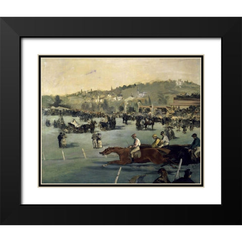 Horse Track Black Modern Wood Framed Art Print with Double Matting by Manet, Edouard