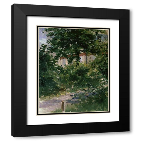 Path in the Rueil Garden Black Modern Wood Framed Art Print with Double Matting by Manet, Edouard
