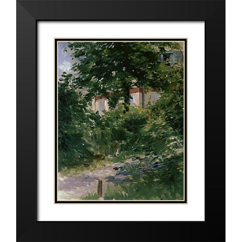 Path in the Rueil Garden Black Modern Wood Framed Art Print with Double Matting by Manet, Edouard