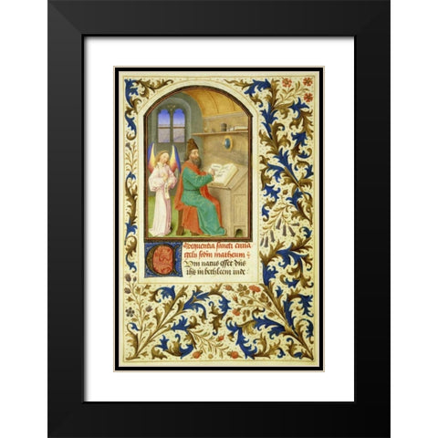 St. Matthew : Book of Hours - Detail Black Modern Wood Framed Art Print with Double Matting by Marmion, Simon