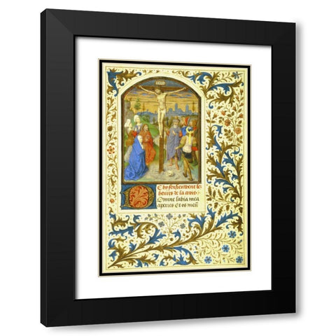 The Crucifixion : Book of Hours - Detail Black Modern Wood Framed Art Print with Double Matting by Marmion, Simon