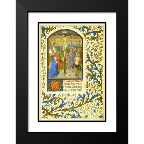 The Crucifixion : Book of Hours - Detail Black Modern Wood Framed Art Print with Double Matting by Marmion, Simon