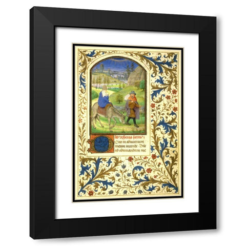The Flight into Egypt : Book of Hours - Detail Black Modern Wood Framed Art Print with Double Matting by Marmion, Simon