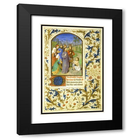 The Raising of Lazarus : Book of Hours - Detail Black Modern Wood Framed Art Print with Double Matting by Marmion, Simon