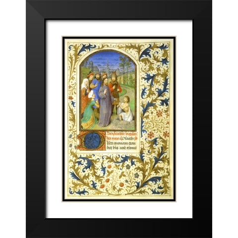 The Raising of Lazarus : Book of Hours - Detail Black Modern Wood Framed Art Print with Double Matting by Marmion, Simon