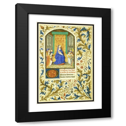 The Virgin Enthroned : Book of Hours - Detail Black Modern Wood Framed Art Print with Double Matting by Marmion, Simon