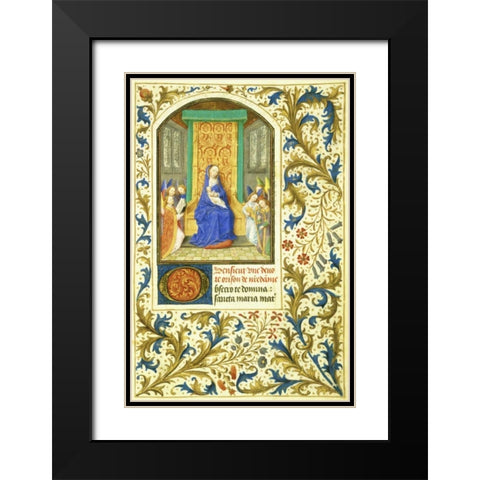 The Virgin Enthroned : Book of Hours - Detail Black Modern Wood Framed Art Print with Double Matting by Marmion, Simon