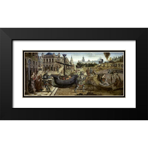 Theseus and the Minotaur Black Modern Wood Framed Art Print with Double Matting by Master of the Cassoni