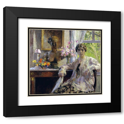 Nellie Kabel Black Modern Wood Framed Art Print with Double Matting by Melchers, Gari