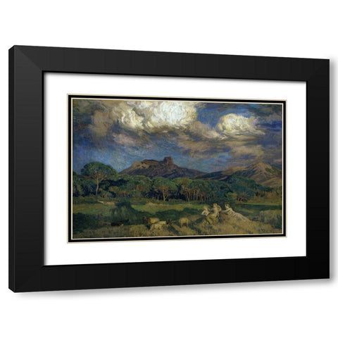 The Driads Black Modern Wood Framed Art Print with Double Matting by Menard, Rene