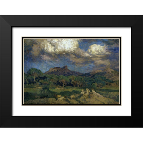 The Driads Black Modern Wood Framed Art Print with Double Matting by Menard, Rene