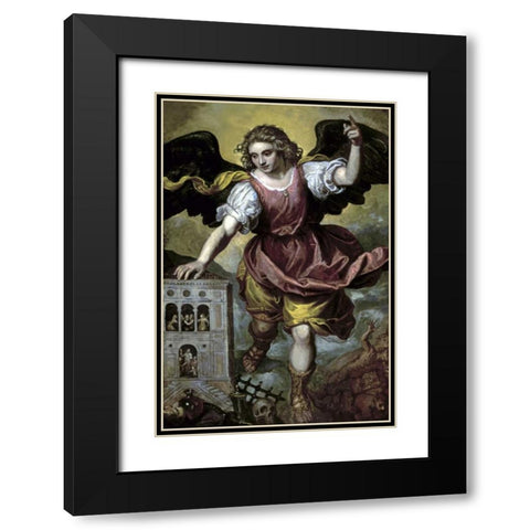 The Archangel St. Michael Black Modern Wood Framed Art Print with Double Matting by Mexican School