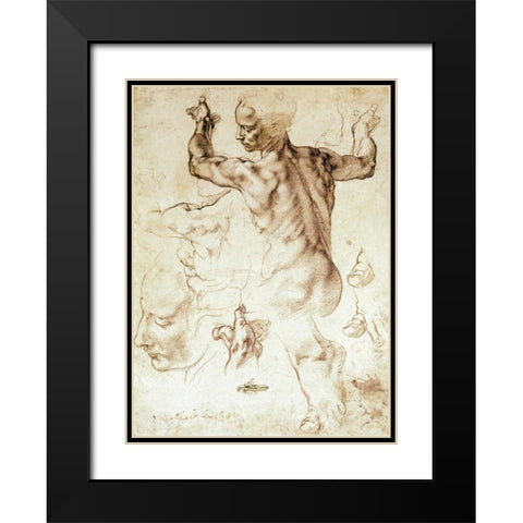Anatomy Sketches - Libyan Sibyl Black Modern Wood Framed Art Print with Double Matting by Michelangelo