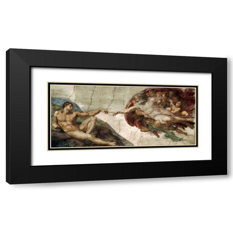 Creation of Adam - Detail Black Modern Wood Framed Art Print with Double Matting by Michelangelo